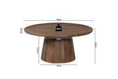 JULES – Table Basse Ronde en Bois de Manguier Brun clair – 80 x 36 cm