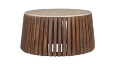 LUUK – Table basse ronde en bois de manguier effet travertin – 70 cm