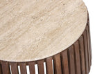 LUUK – Table basse ronde en bois de manguier effet travertin – 70 cm