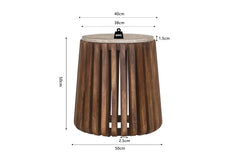 LUUK – Table basse Ronde en Bois de Manguier Effet Travertin – 40 cm