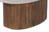 LOUIS – Table Basse en Bois de Manguier Effet Travertin Beige – 90 cm