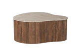 PAUL – Table Basse en Bois de Manguier et Travertin véritable – 83 cm