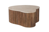 PAUL – Table Basse en Bois de Manguier et Travertin véritable – 83 cm