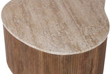 PAUL – Table Basse en Bois de Manguier et Travertin véritable – 83 cm