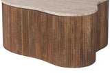 PAUL – Table Basse en Bois de Manguier et Travertin véritable – 83 cm