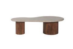 MARLON – Table Basse en Bois de Manguier et Travertin véritable – 120 cm
