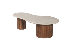 MARLON – Table Basse en Bois de Manguier et Travertin véritable – 120 cm