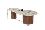MARLON – Table Basse en Bois de Manguier et Travertin véritable – 120 cm