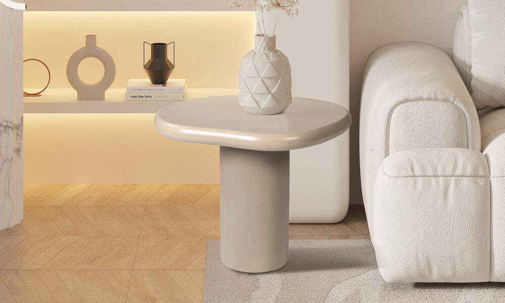 TAVIRA – Table Basse Effet Ciment – 58 cm