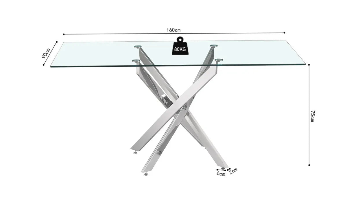 LASI – Table à manger en verre – 160 cm