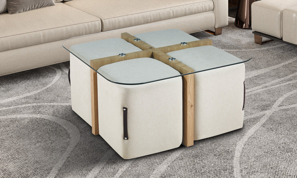 SHANA – Table Basse Effet Chêne Vieilli – 90 x 90 cm