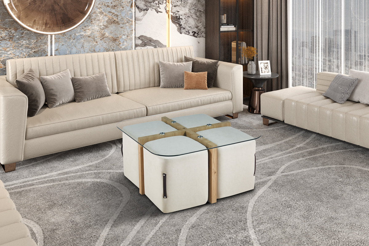 SHANA – Table Basse Effet Chêne Vieilli – 90 x 90 cm