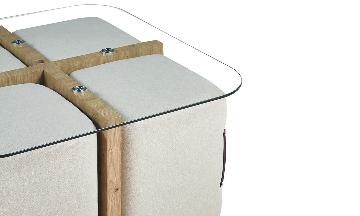 SHANA – Table Basse Effet Chêne Vieilli – 90 x 90 cm