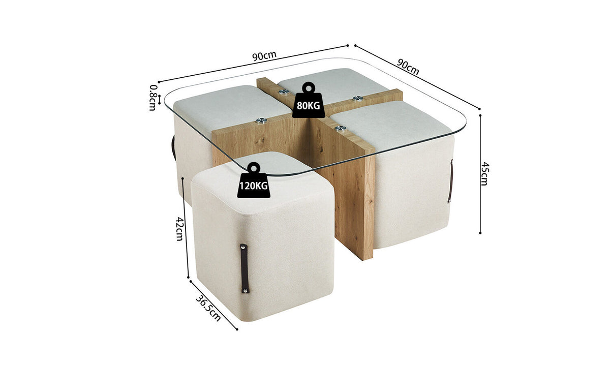 SHANA – Table Basse Effet Chêne Vieilli – 90 x 90 cm