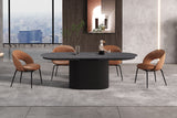 LAGOS – Table Extensible Ovale Effet Brun Foncé – 180-220 cm