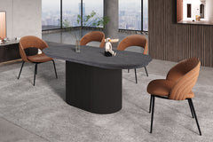 LAGOS – Table Extensible Ovale Effet Brun Foncé – 180-220 cm