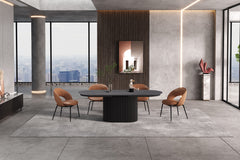 LAGOS – Table Extensible Ovale Effet Brun Foncé – 180-220 cm