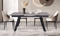 HERA – Table à Manger Extensible Rectangulaire Plateau en Pierre – 160 à 240 cm