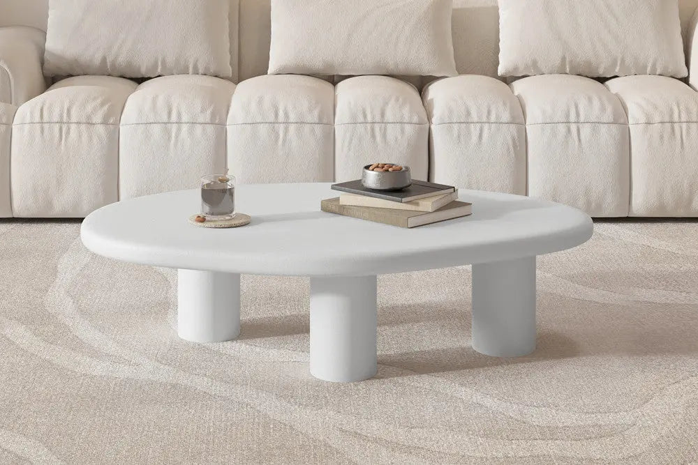 Table Basse Effet Ciment Ecru TAVINA - 120 cm
