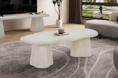 Table Basse Effet Ciment FARY Ciment Beige - 130 cm