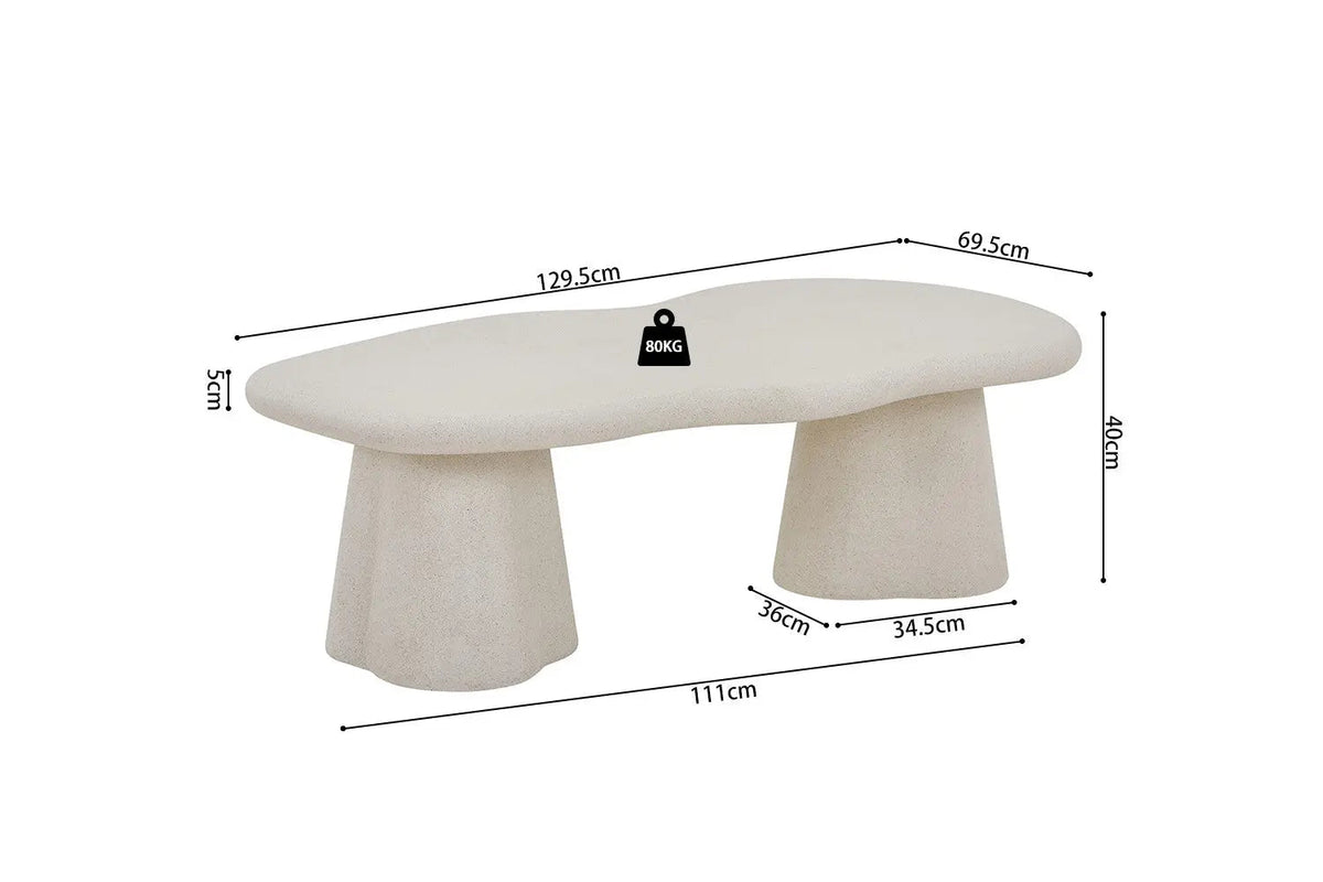 Table Basse Effet Ciment FARY Ciment Beige - 130 cm