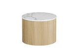 Table Basse Gigogne Ronde en Effet Marbre Beige ROWANE - H : 42/37cm