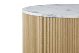 Table Basse Gigogne Ronde en Effet Marbre Beige ROWANE - H : 42/37cm