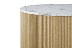 Table Basse Gigogne Ronde en Effet Marbre Beige ROWANE - H : 42/37cm