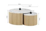 Table Basse Gigogne Ronde en Effet Marbre Beige ROWANE - H : 42/37cm