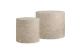 Table Basse Gigogne en Effet Marbre Cylindrique Beige PRAGUE - H : 36/40cm