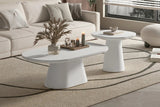 Table Basse Ovale Effet Ciment Ecru TAVINA - 55 cm
