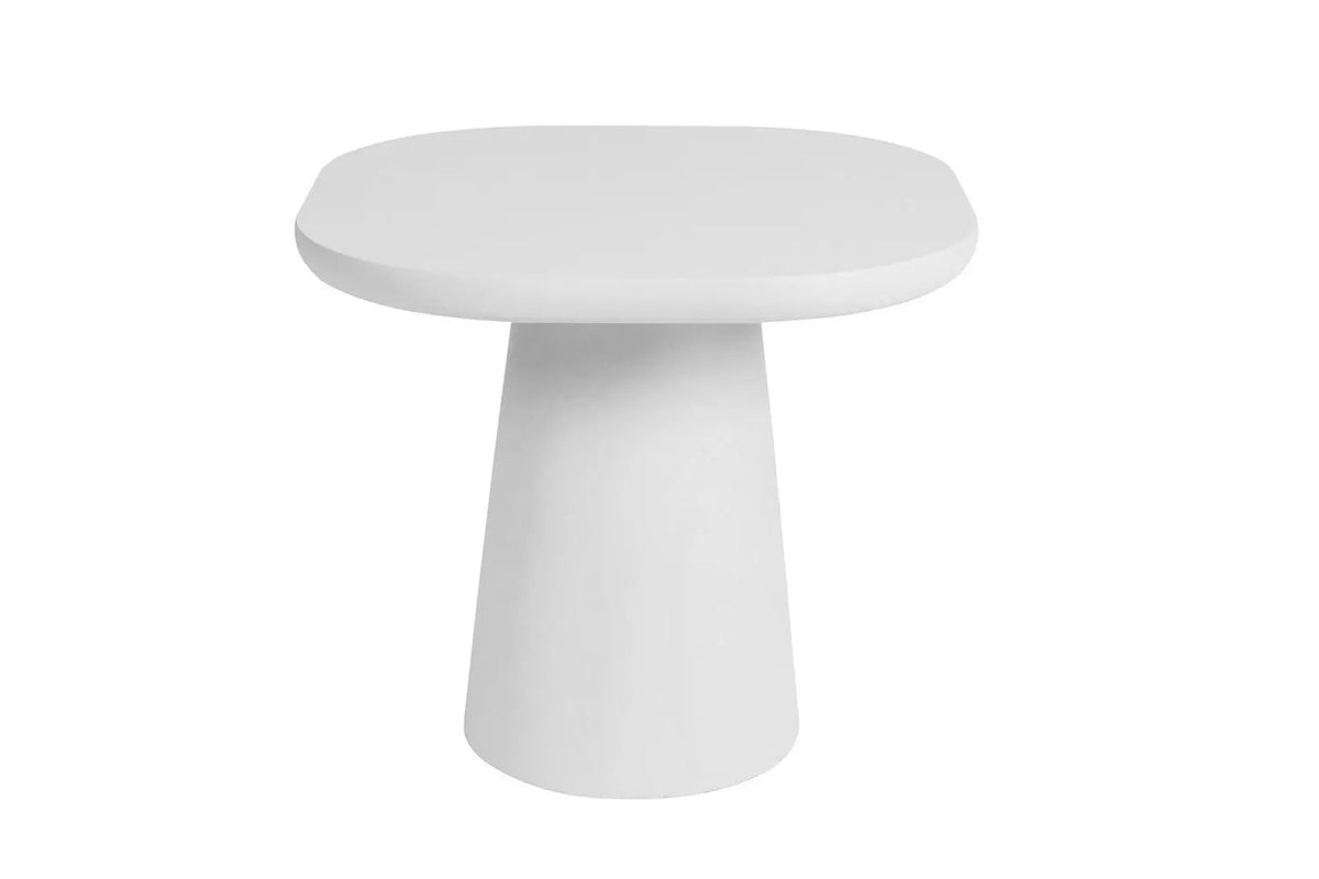 Table Basse Ovale Effet Ciment Ecru TAVINA - 55 cm