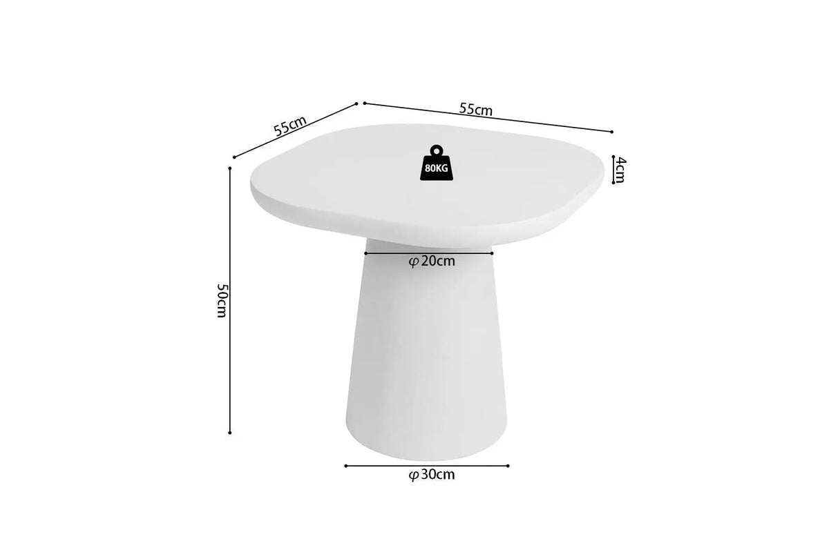 Table Basse Ovale Effet Ciment Ecru TAVINA - 55 cm