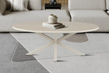 Table Basse Ovale NOAH en Pierre Frittée Beige - 130 x 70 cm