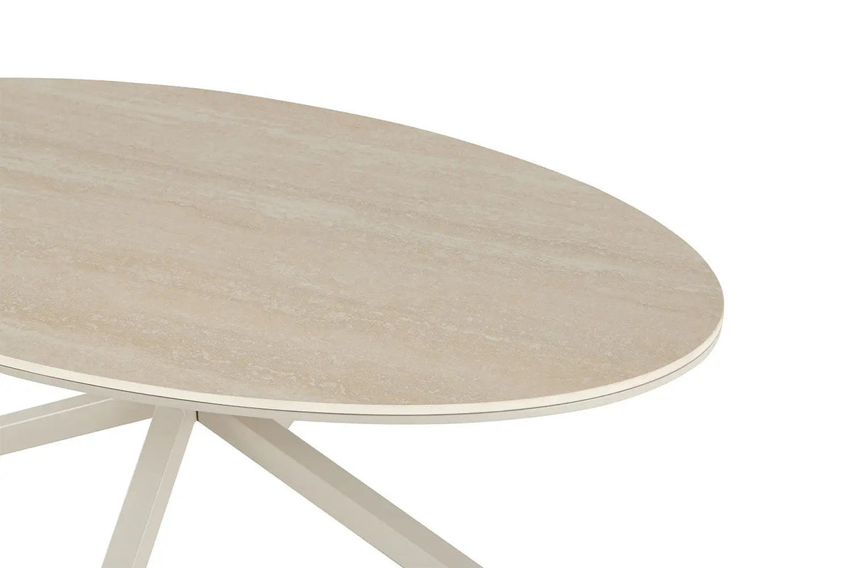 Table Basse Ovale NOAH en Pierre Frittée Beige - 130 x 70 cm