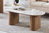 Table Basse Ovale en Pierre Brillante AVORA Beige - 120 x 60 cm