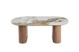 Table Basse Ovale en Pierre Brillante AVORA Beige - 120 x 60 cm