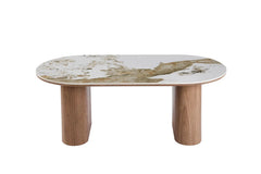 Table Basse Ovale en Pierre Brillante AVORA Beige - 120 x 60 cm