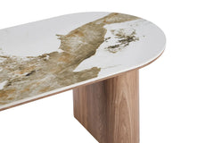 Table Basse Ovale en Pierre Brillante AVORA Beige - 120 x 60 cm