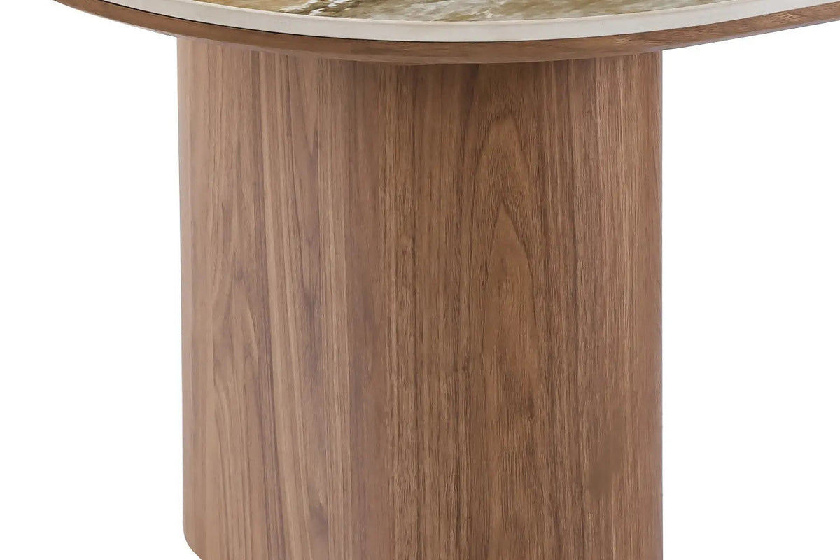 Table Basse Ovale en Pierre Brillante AVORA Beige - 120 x 60 cm