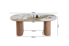 Table Basse Ovale en Pierre Brillante AVORA Beige - 120 x 60 cm