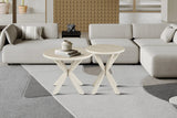 Table Basse Ronde NOAH en Pierre Frittée Beige - Ø 60 cm