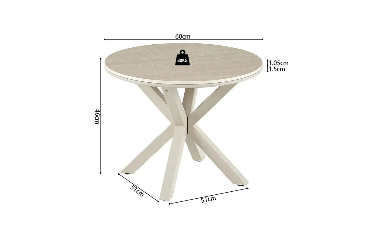 Table Basse Ronde NOAH en Pierre Frittée Beige - Ø 60 cm