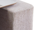 Table Basse avec 4 Poufs en Tissu Pierre Brillante AVORA - 80 x 80 cm