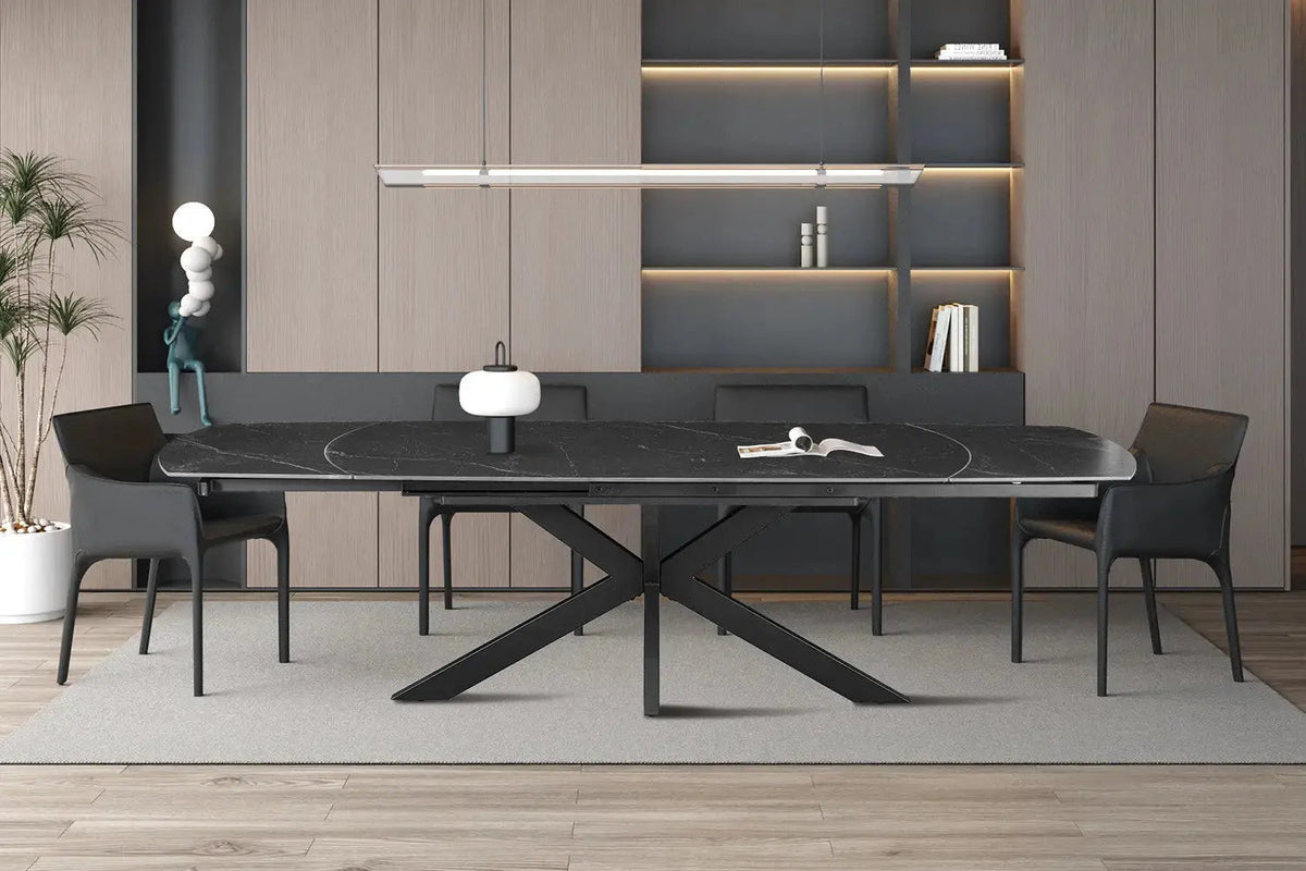 Table Extensible ARYA Ovale Danoise en Pierre - de 160 à 240 cm