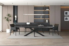 Table Extensible ARYA Ovale Danoise en Pierre - de 160 à 240 cm