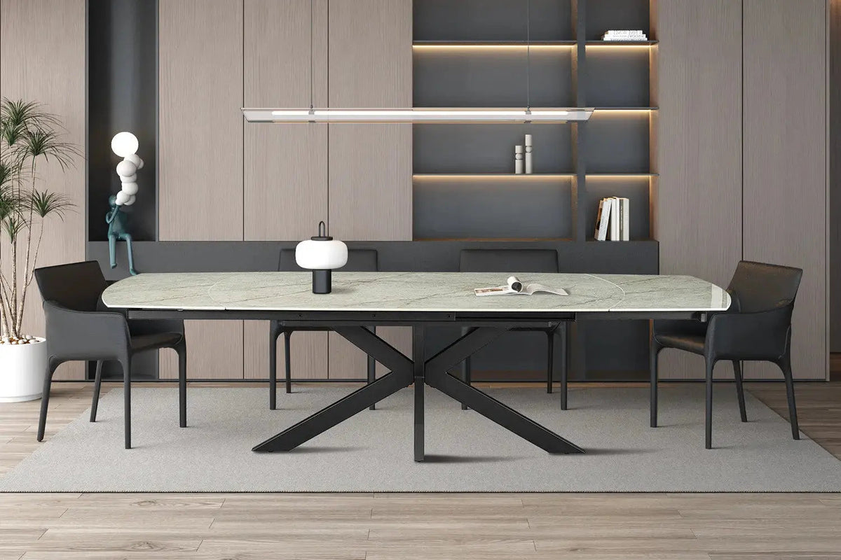 Table Extensible ARYA Ovale Danoise en Pierre - de 160 à 240 cm