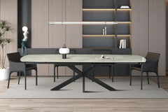 Table Extensible ARYA Ovale Danoise en Pierre - de 160 à 240 cm