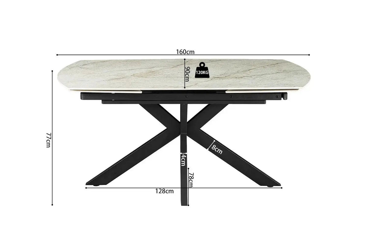 Table Extensible ARYA Ovale Danoise en Pierre - de 160 à 240 cm