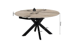 Table Extensible Ronde Plateau en Pierre ATHENYA - 140 x 90 à 140 cm